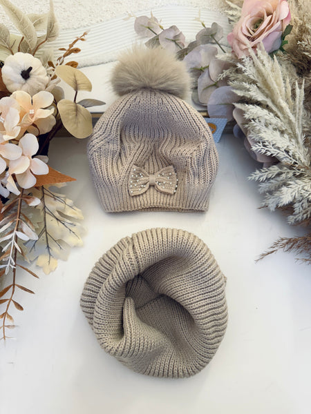 Bow Hat & Snood Set