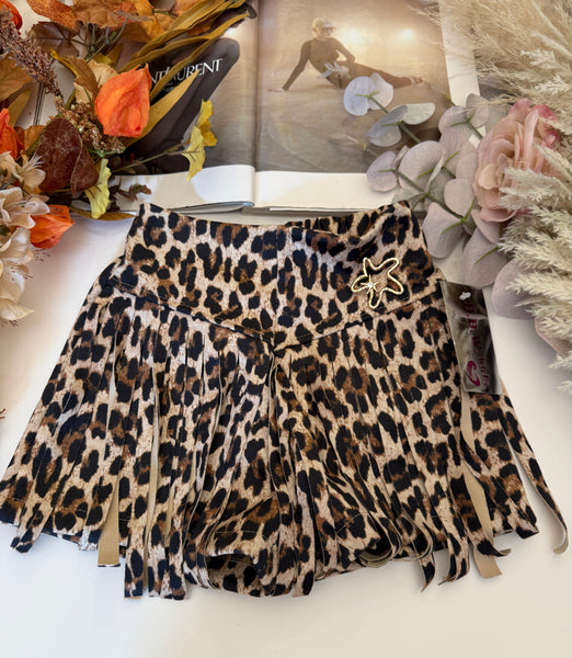 Leopard Style Fringe Shorts