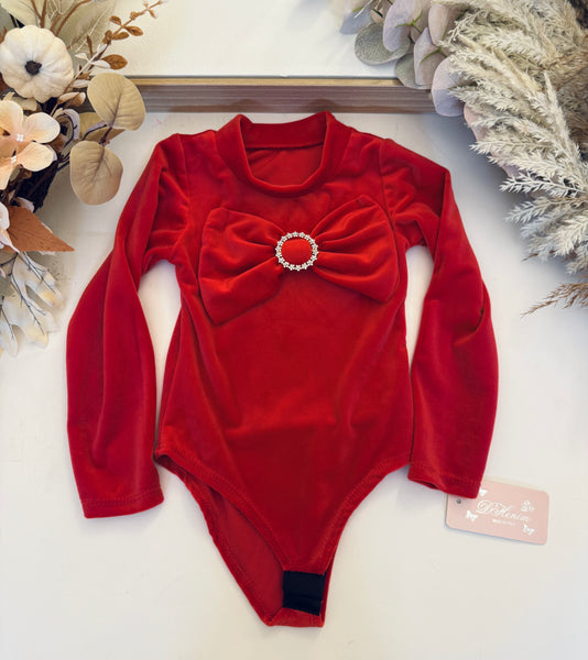 Velour Bow Bodysuit