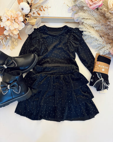 Black Velour Sparkle Outfit