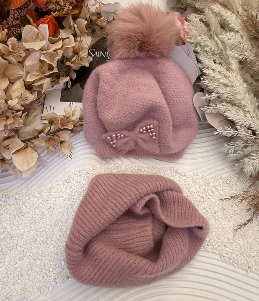 Bow Hat & Snood Set