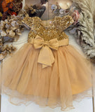 Sequin Bow Dress - Pink or Gold