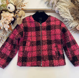 Pink Boucle Bomber Jacket