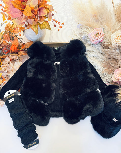 Faux Fur Gilet - Black