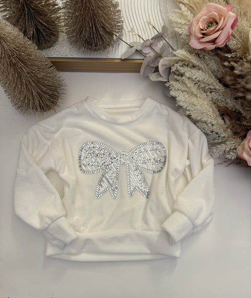Bow Velour Sweatshirt