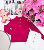 Buttoned High Neck Top