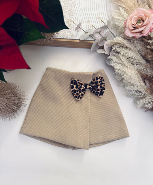 Leopard Bow Warm Skorts