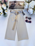 Wide Leg Beige Trousers