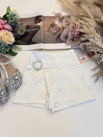 White Sequin Skorts