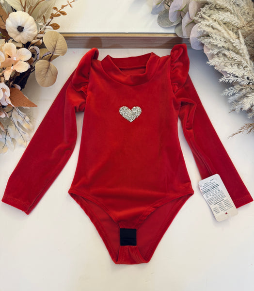 Velour Heart Bodysuit