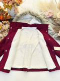Burgundy Winter Fleece Lined Coat