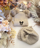 Two PomPom Hat & Snood Set