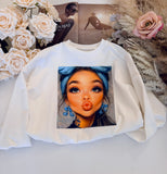 Blue Bow Girl Graphic Sweatshirt - mylittlev