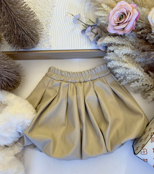 Eco Leather Cream Shorts