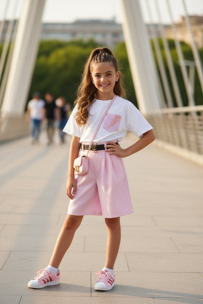 Bermuda Shorts  Pink /Beige
