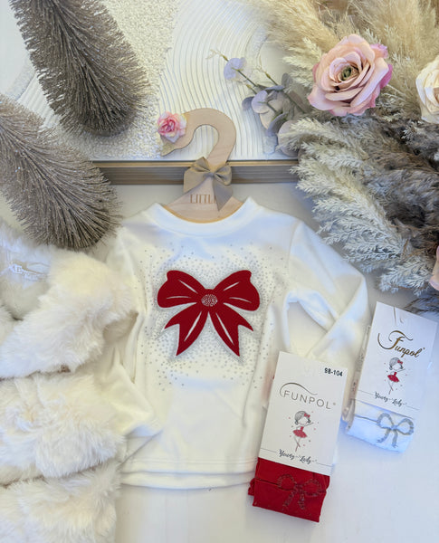 Sparkle Bow Top - Red Bow