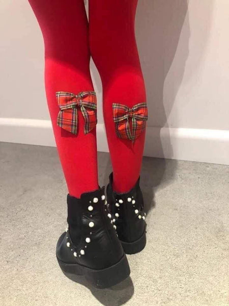 Tartan Bow Tights mi