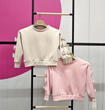 Bow Sweatshirt Beige/Pink - mylittlev