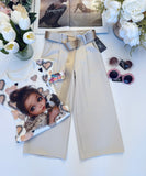 Wide Leg Beige Trousers