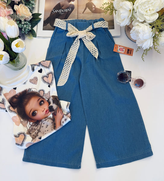 Denim Wide Leg Trousers