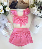 Bow Crop Top & Skort Set