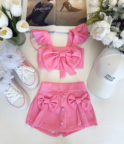 Bow Crop Top & Skort Set