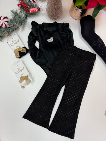 Flare Warm Trousers Black and Red