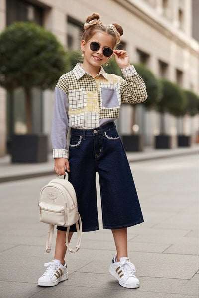 Wide Leg Denim Cullotes - mylittlev