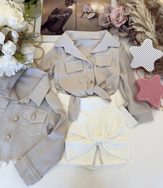 Beige Sequin Shirt