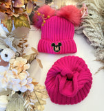 Two PomPom Hat & Snood Set