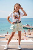 Printed Tee & Floral Shorts Set