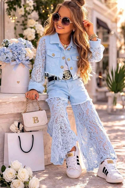 Denim Lace Trousers - mylittlev