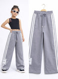 Grey Cotton Wide Leg Trousers - mylittlev