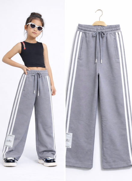 Grey Cotton Wide Leg Trousers - mylittlev