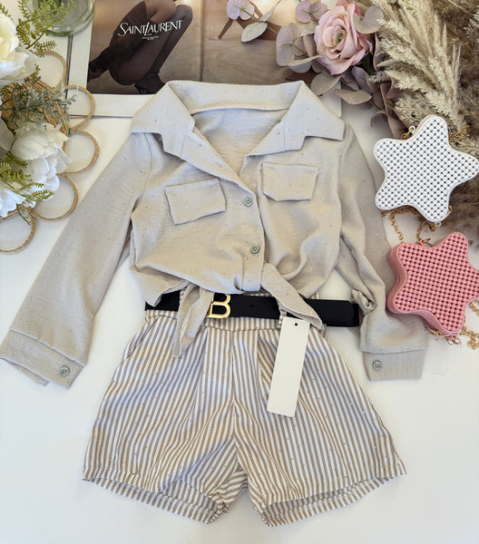 Beige Sequin Shirt
