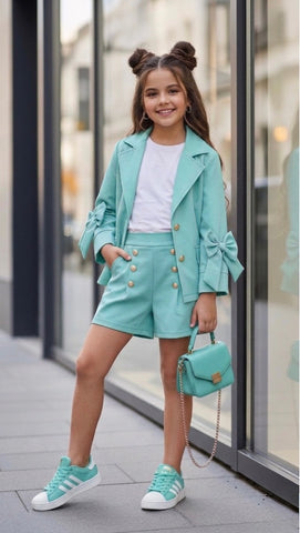 Bow Blazer & Shorts Set - mylittlev