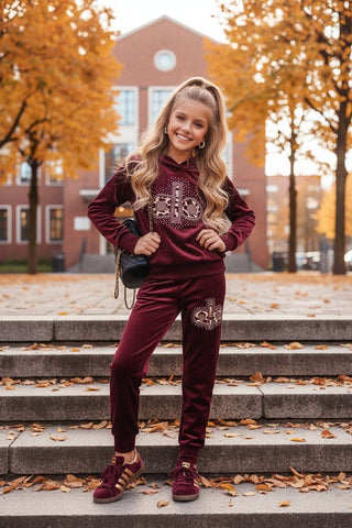 Burgundy Velour Tracksuit