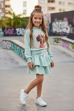 Spring Bow Ruffle Skirt Mint/Pink
