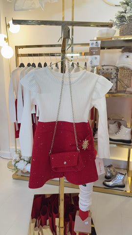 White & Red Dress with Bag