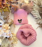 Two PomPom Hat & Snood Set