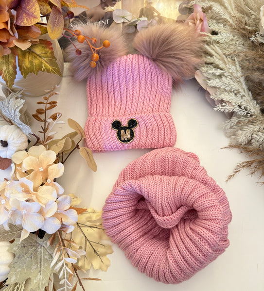 Two PomPom Hat & Snood Set