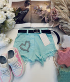 Heart Denim Shorts