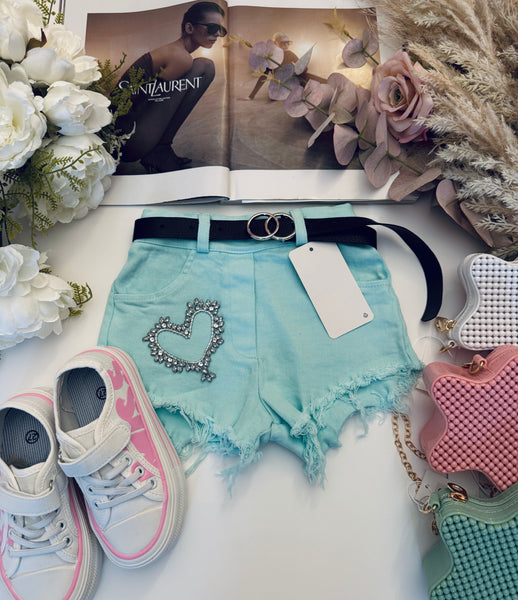 Heart Denim Shorts