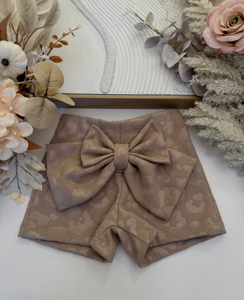 Beige Bow Shorts