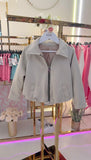 Chic Beige Faux-Suede Bomber Jacket - mylittlev