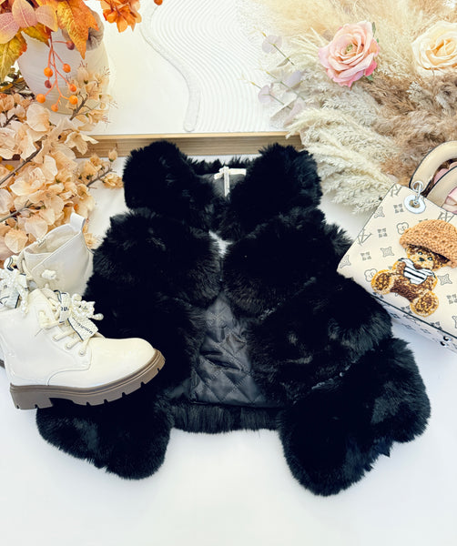 Faux Fur Gilet - Black