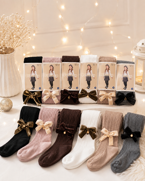 Velour Bow Tights
