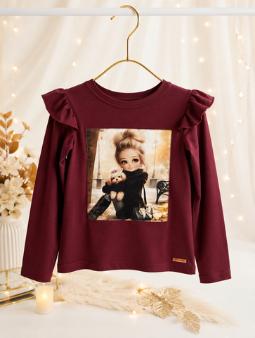 Burgundy Autumn Ruffle Top