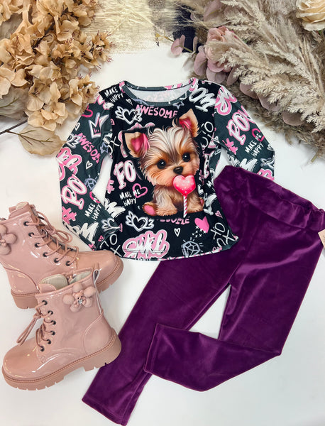 Pink Velour Leggings