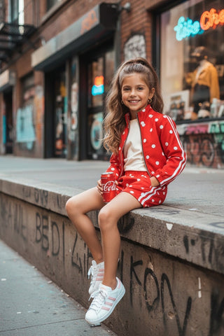 Red Polka Dot Jacket & Shorts Set